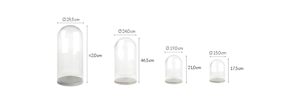produktowe wymiary lime www 6 kolekcja kloszy szklanych z podstawą betonową cover