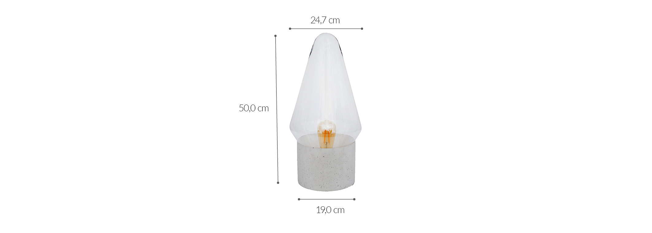 produktowe wymiary na stroneLIME lampa